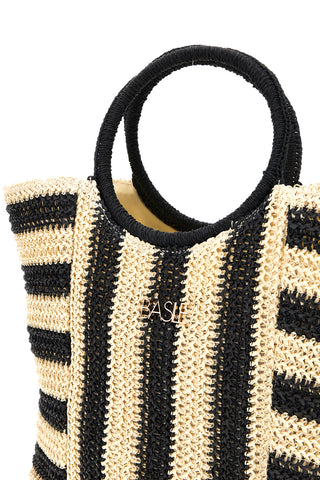 Basile beige und schwarz gewebte Strandtasche BA27408
