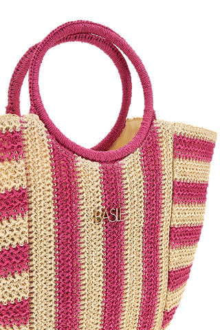 Beige und fuchsia gewebte Basile Strandtasche BA27408