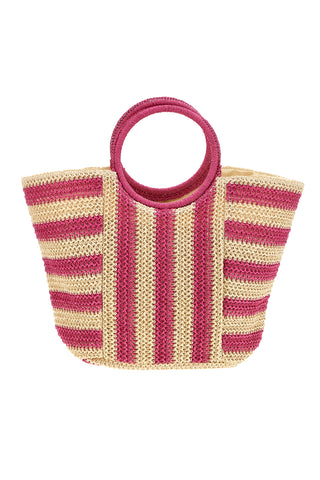 Beige und fuchsia gewebte Basile Strandtasche BA27408