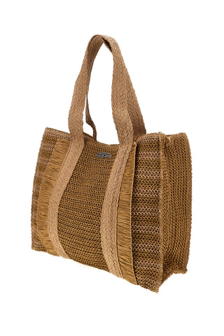 Braun gewebte Tasche mit Fransen Lejjou JJ90531