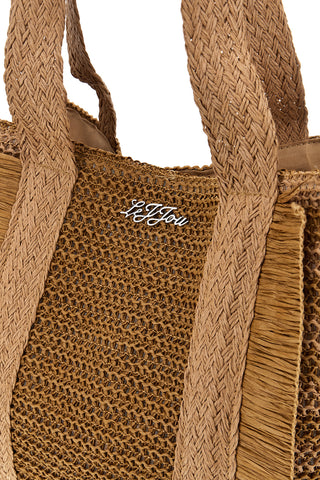 Braun gewebte Tasche mit Fransen Lejjou JJ90531