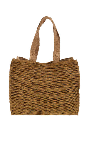 Braun gewebte Tasche mit Fransen Lejjou JJ90531