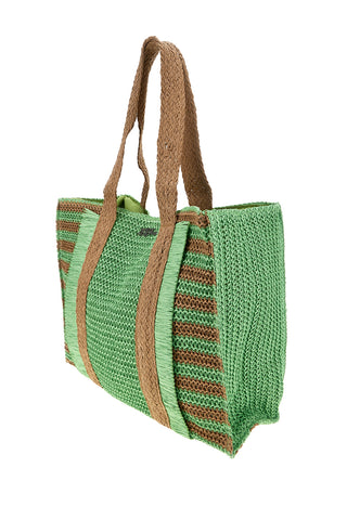 Borsa verde intrecciata con frange Lejjou JJ90531