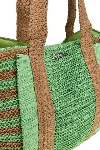 Borsa verde intrecciata con frange Lejjou JJ90531
