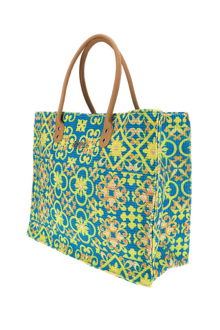 Mehrfarbig gemusterte Tasche mit Griffen Lejjou JJ90501