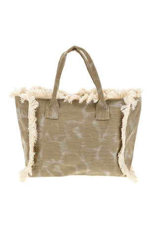 Borsa Beige e nera animalier con frange Basile CLASSBA22224