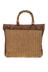 Beige und braun geflochtene Strandtasche mit Fransen Basile CLASS BA27402