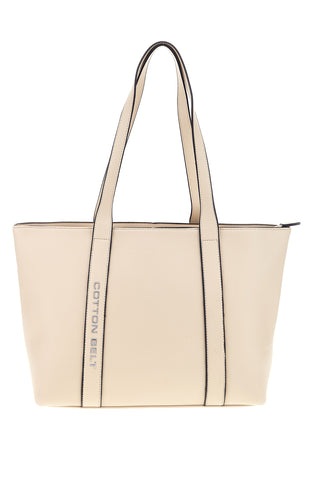 Beige Shopper-Tasche Baumwollgürtel 19,040,B001