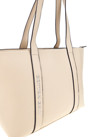 Beige Shopper-Tasche Baumwollgürtel 19,040,B001