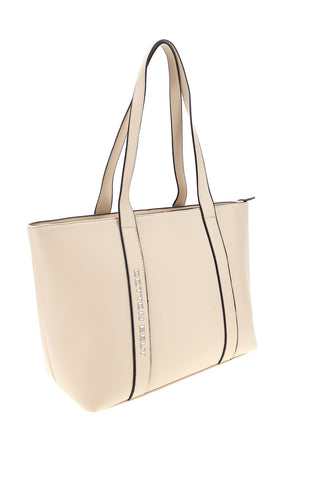 Beige Shopper-Tasche Baumwollgürtel 19,040,B001