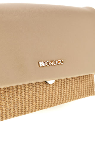 Beige Tasche mit gewebtem Einsatz Roncato R2414