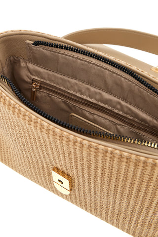 Beige Tasche mit gewebtem Einsatz Roncato R2414