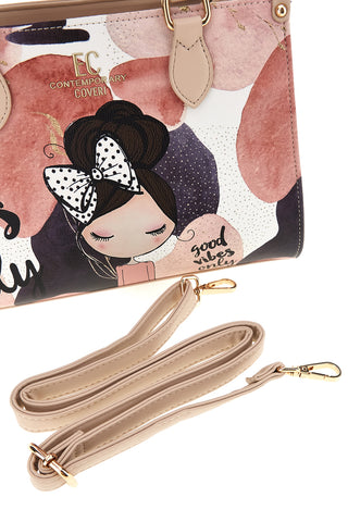Rosa Tasche mit Druck Enrico Coveri EC26S-250-2