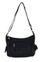 Borsa a tracolla nera in tessuto multitasche con logo frontale First lady ALI 8147
