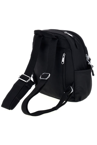 Schwarzer Stoffrucksack mit 4 Reißverschlusstaschen „First Lady“ ALI 8729