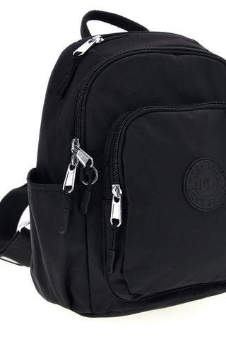 Schwarzer Stoffrucksack mit 4 Reißverschlusstaschen „First Lady“ ALI 8729