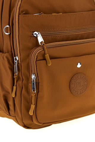 Zaino cuoio in tessuto multitasche con logo frontale First lady ALI 8551
