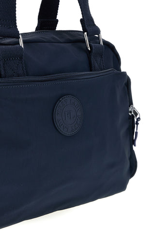 Blaue Stoffhandtasche mit Schulterriemen und Reißverschlusstaschen „First Lady“ ALI 8629-1