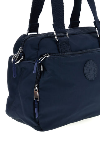 Blaue Stoffhandtasche mit Schulterriemen und Reißverschlusstaschen „First Lady“ ALI 8629-1