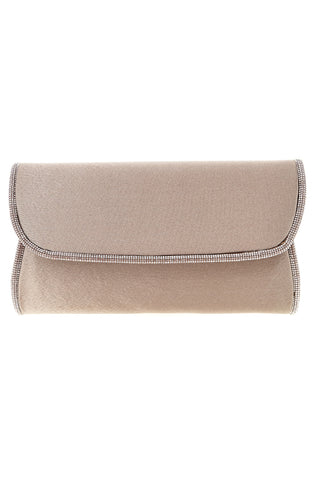Elegante dunkelbeige Clutch-Tasche mit Strasssteinen und Schulterriemen Neue Tasche SERA/3501