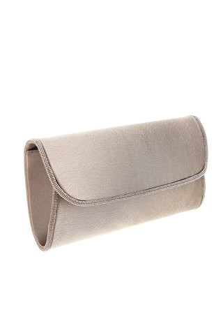 Elegante dunkelbeige Clutch-Tasche mit Strasssteinen und Schulterriemen Neue Tasche SERA/3501