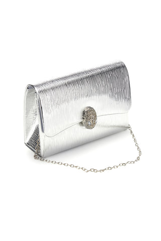 Silberne Clutch-Tasche mit Juwel Schnalle Nbg SERA/3512