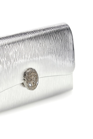 Silberne Clutch-Tasche mit Juwel Schnalle Nbg SERA/3512