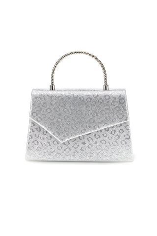Silberne Tasche mit animalischer Textur und Kettenriemen Nbg SERA/3488