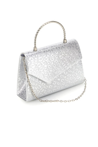 Silberne Tasche mit animalischer Textur und Kettenriemen Nbg SERA/3488