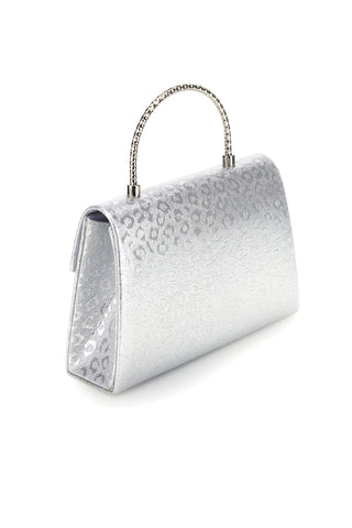 Silberne Tasche mit animalischer Textur und Kettenriemen Nbg SERA/3488