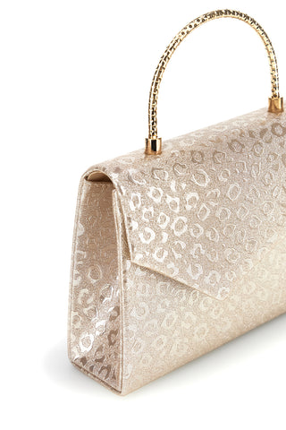 Goldene Tasche mit animalischer Textur und Kettenriemen Nbg SERA/3488