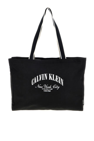 Borsa a spalla mare nera in tessuto Calvin klein 3348