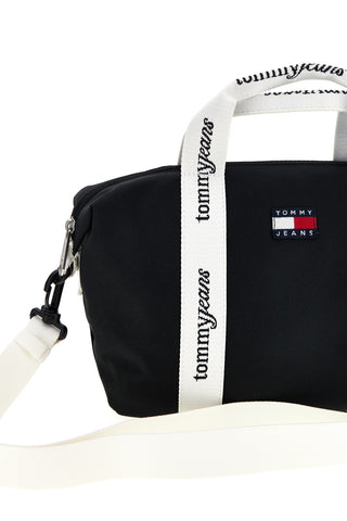 Schwarze Stoffhandtasche mit Logobändern Tommy Jeans 18460