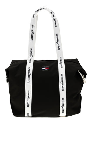 Borsa Mare Nera in Tessuto con Manici con Logo Tommy Jeans 18461