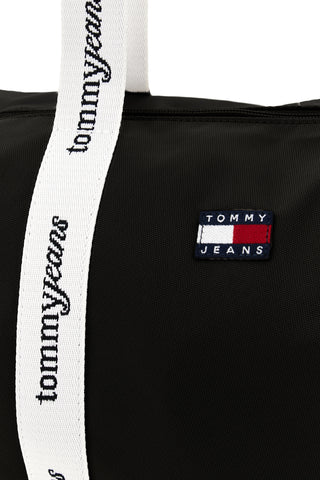 Schwarze Stoff Strandtasche mit Logo Griffe Tommy Jeans 18461