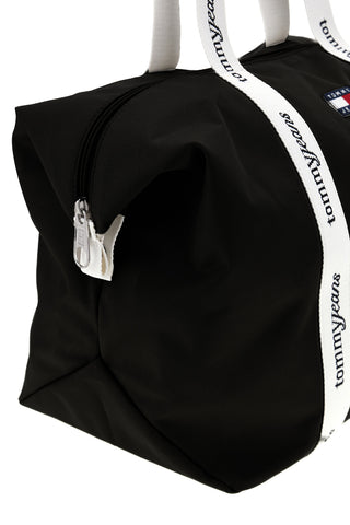 Schwarze Stoff Strandtasche mit Logo Griffe Tommy Jeans 18461