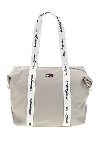 Borsa Mare Beige in Tessuto con Manici con Logo Tommy Jeans 18461