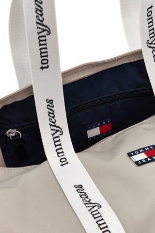 Beige Stoff Strandtasche mit Logo Griffe Tommy Jeans 18461