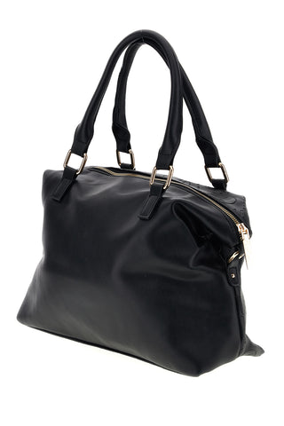 Borsa a mano nera con motivo logato e charm dorato Lancetti LL26W-101-2