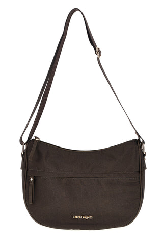 Borsa a tracolla marrone con tasca frontale e logo metallico Laura biagiotti LB26W-101-26