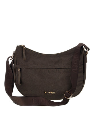 Braune Umhängetasche mit Fronttasche und Metalllogo von Laura Biagiotti LB26W-101-26