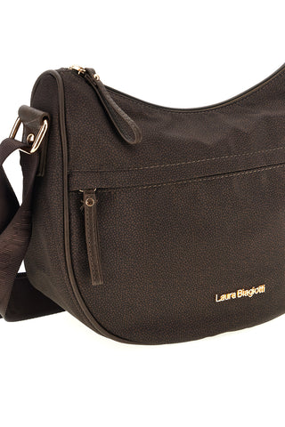 Braune Umhängetasche mit Fronttasche und Metalllogo von Laura Biagiotti LB26W-101-26