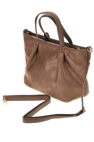 Borsa a mano tortora effetto scamosciato con logo e nappine Laura biagiotti LB26W-110-2