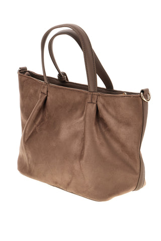 Borsa a mano tortora effetto scamosciato con logo e nappine Laura biagiotti LB26W-110-2