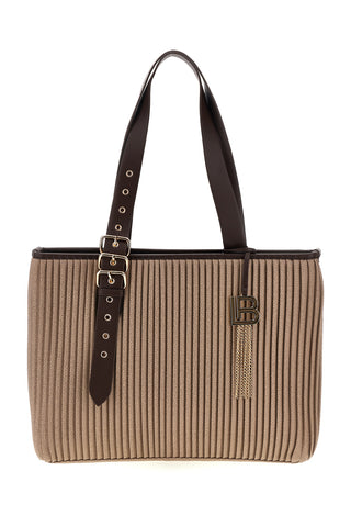 Borsa a spalla beige plissettata con fibbie e charm logo Laura biagiotti LB26W-111-1