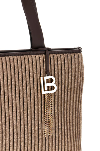 Borsa a spalla beige plissettata con fibbie e charm logo Laura biagiotti LB26W-111-1