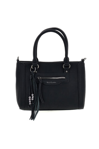 Schwarze Handtasche mit Reißverschlusstasche und abnehmbarem Schulterriemen Renato Balestra 62164A/M