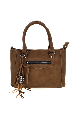 Kastanienbraune Handtasche mit Reißverschlusstasche und abnehmbarem Schulterriemen Renato Balestra 62164A/M