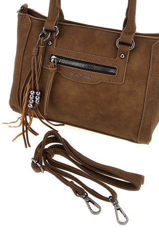 Kastanienbraune Handtasche mit Reißverschlusstasche und abnehmbarem Schulterriemen Renato Balestra 62164A/M