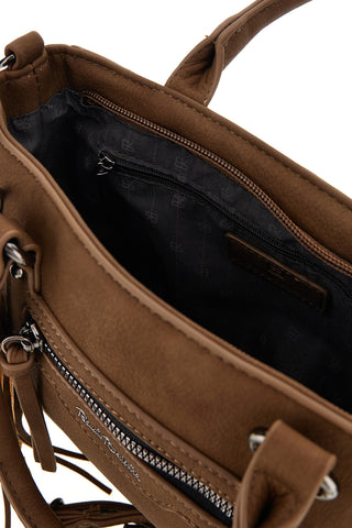 Kastanienbraune Handtasche mit Reißverschlusstasche und abnehmbarem Schulterriemen Renato Balestra 62164A/M